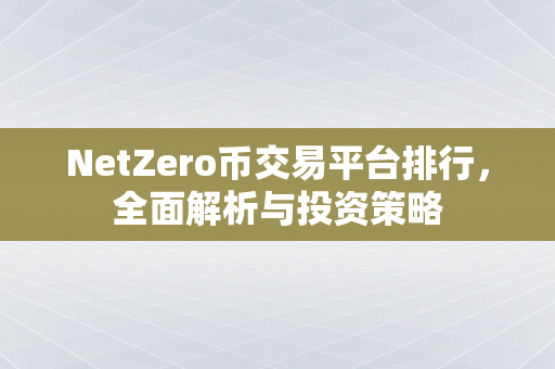 NetZero币交易平台排行，全面解析与投资策略